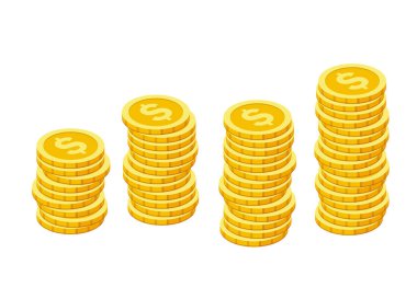 Artan para yığını; finansal başarıyı, yatırım büyümesini, zenginlik birikimini sembolize eden - vektör illüstrasyonu