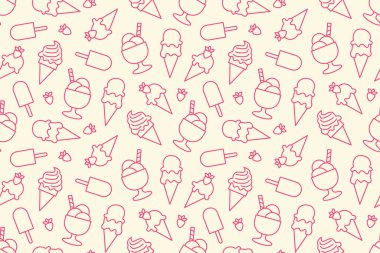 Yaz aysız dondurma şablonu, ambalaj, tekstil, duvar kağıdı, tebrik kartı çizimi için harika.