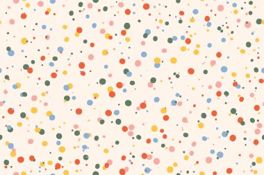 Renkli puantiyeli kusursuz desen; parti, kutlama arkaplanı; ambalaj kağıdı, tebrik kartları, hediye etiketleri, duvar kağıdı illüstrasyonları-