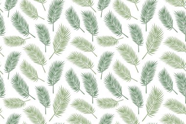 Yeşil palmiye yapraklı pürüzsüz desen; yeşillik, tropikal arkaplan çizimi