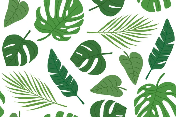 Yeşil palmiye yapraklı pürüzsüz desen; yeşillik, tropikal arkaplan çizimi