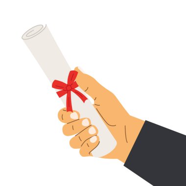 Kırmızı kurdeleli öğrenci diploması, mezuniyet başarısı eğitim materyalleri, etkinlik davetiyeleri ve vektör illüstrasyonları için mükemmel.