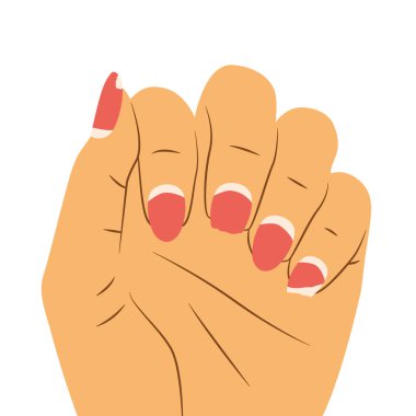 Hibrit manikür ve kırık tırnaklar üzerinde yeniden büyüyen kadın eli; tırnak düzeltme, manikür bakımı ve kuaför hizmetleri ile ilgili güzellik endüstrisinde kullanım için ideal