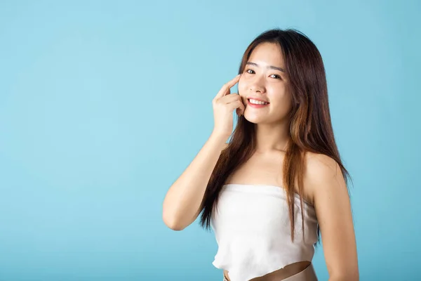 Nahaufnahme Frau Lächelt Mit Natürlichem Make Und Gesundem Gesicht Asiatische — Stockfoto