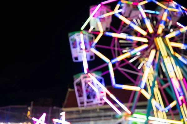 Blurry Rollercoaster Bokeh Ferris Wheel Night Colorful Outdoor Defocused Blurred — Stock Photo, Image