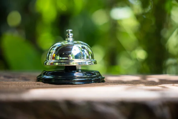 Hotel Ring Bell Vintage Bell Call Staff Outdoor Garden Green — Stock Photo, Image