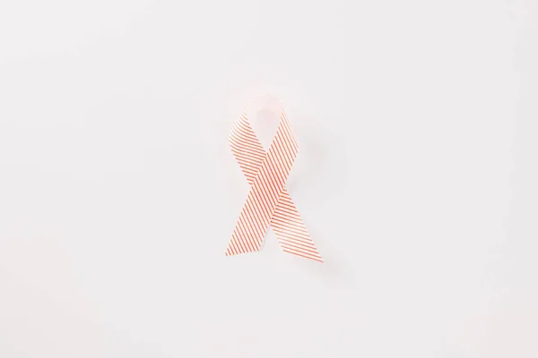 Close Pink Awareness Ribbon International World Cancer Day Campaign Isolated — стоковое фото