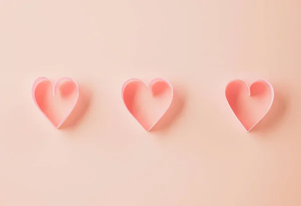 Happy Valentines Day Flat Lay Pink Ribbon Heart Shaped Decorative — 图库照片