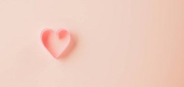 Happy Valentines Day. Flat lay pink ribbon heart shaped on pastel pink background, Festive background with copy space, Mothers day, Womans day