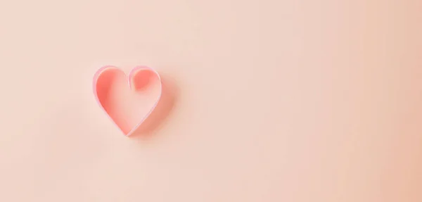 Happy Valentines Day Flat Lay Pink Ribbon Heart Shaped Pastel — стоковое фото