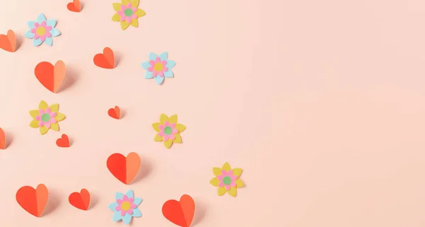Happy Valentines Day Concept Symbol Love Paper Art Copy Space — 图库照片