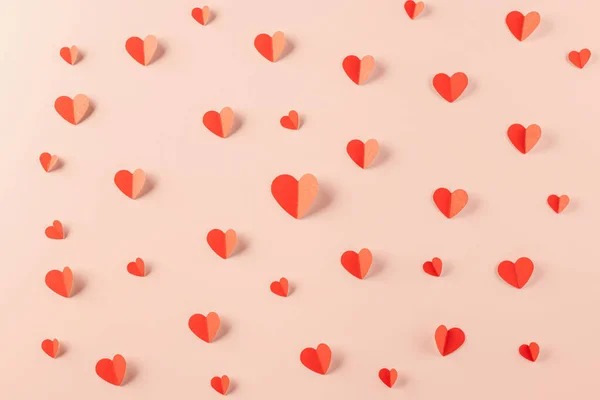Happy Valentine Day Concept Beautiful Red Paper Hearts Shape Cutting — Φωτογραφία Αρχείου