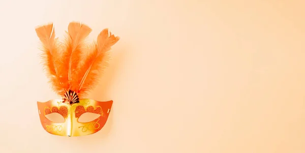 Gelukkige Purim Carnaval Decoratie Top View Venetiaanse Bal Masker Met — Stockfoto