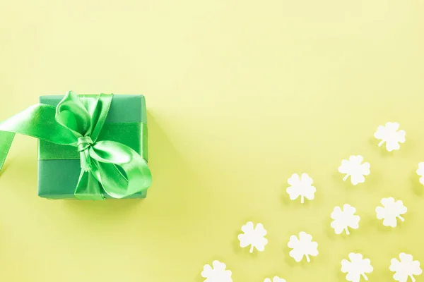 Happy Patricks Day Decoration Background Concept Top View Gift Box —  Fotos de Stock