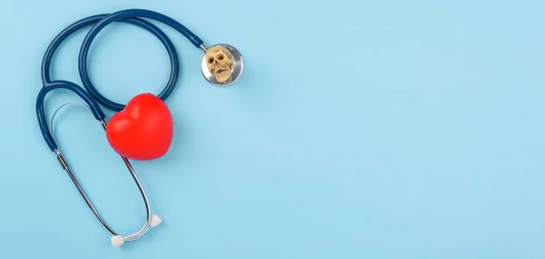 Doctor Day Concept Top View Flat Lay Doctor Stethoscope Red — Stock Photo, Image