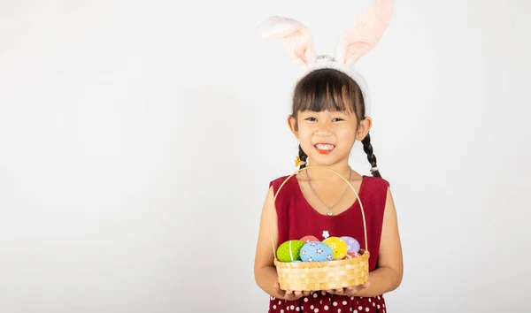 Happy Easter Day Smile Asian Little Girl Wearing Easter Bunny — Stock Photo, Image