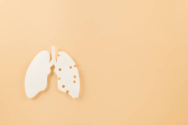 World tuberculosis day. Lungs paper cutting decorative symbol on pastel background, copy space, concept of world TB day, no tobacco, banner background, respiratory, lung cancer awareness, 24 March