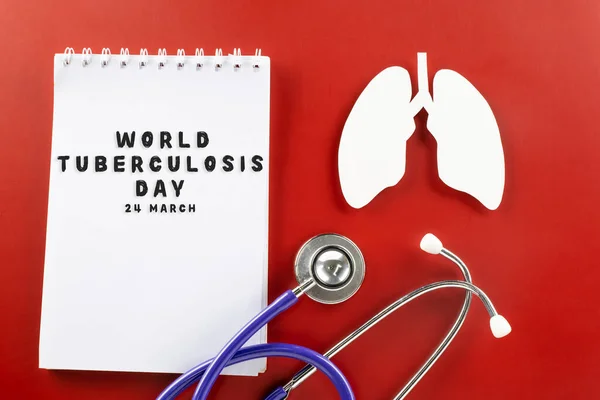 Dia Mundial Tuberculose Símbolo Papel Dos Pulmões Aéreos Estetoscópio Médico — Fotografia de Stock
