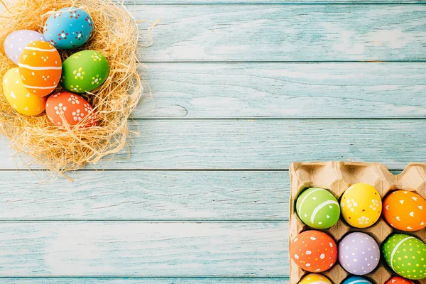 Top View Holiday Banner Background Web Design White Easter Eggs — Stockfoto