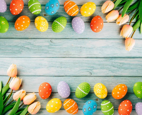Happy Easter Day Concept Flat Lay Holiday Banner Background Web — Stockfoto