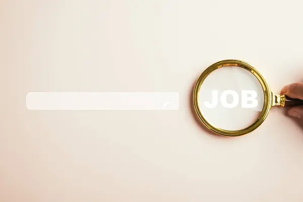 Job Metnine Odaklı Büyüteç Uygun Fırsatları Kariyer Yollarının Keşfedilmesinde Kapsamlı — Stok fotoğraf