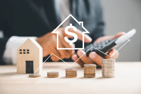 Hand Presses Calculators Planning Home Refinance House Model Buy Rent — Stock Photo, Image