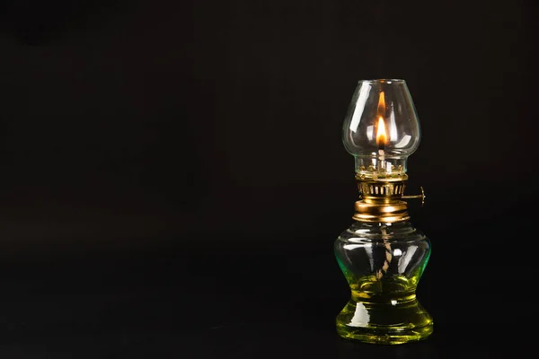 Captivating Diwali Concept Antique Oil Lamp Night Black Background Radiating — Stock Photo, Image