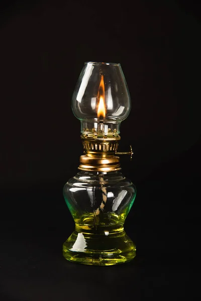 Antique Oil Lamp Symbolizing Diwalis Essence Illuminated Dark Background Perfect — Stock Photo, Image