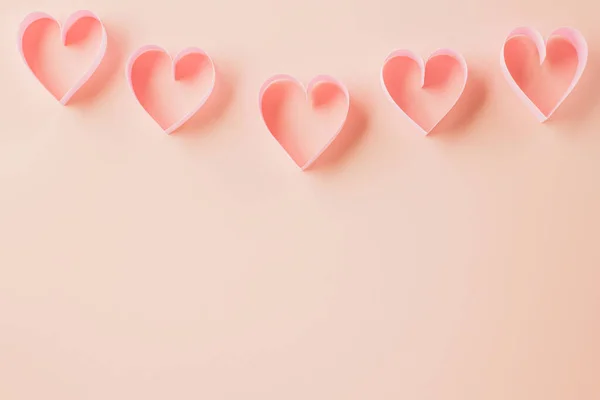 Feliz Día San Valentín Por Encima Cinta Rosa Forma Corazón — Foto de Stock