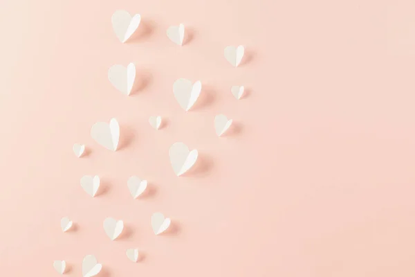 Šťastný Valentýn Pozadí Horní Pohled Plochý Ležel Papírových Prvcích Řezání — Stock fotografie