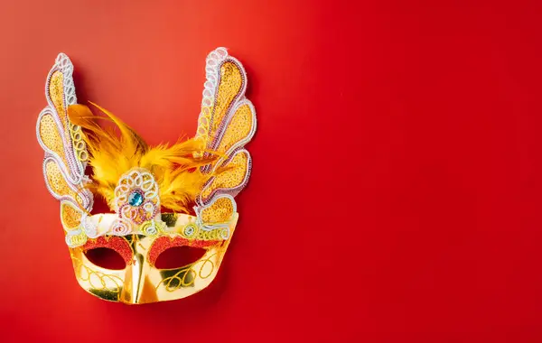 Happy Purim Carnival Carnival Mask Mardi Gras Celebration Isolated Red — Photo