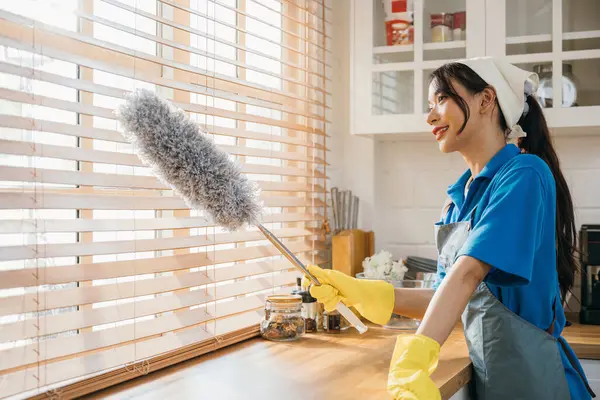 Vrouw Houdt Van Routine Huishoudelijk Werk Het Reinigen Van Vuile — Stockfoto