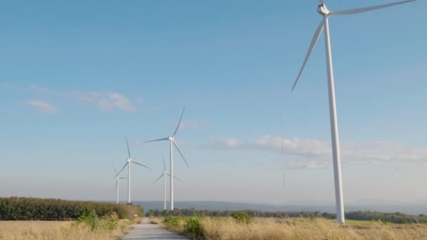 Inmitten Einer Winterwiese Nutzen Windkraftanlagen Die Windkraft Für Nachhaltige Energie — Stockvideo
