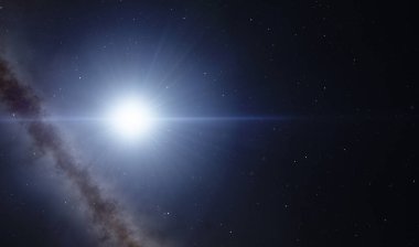 Sirius yıldızı ve nebula 3 boyutlu resimleme arkaplanı, evrenin duvar kağıdı