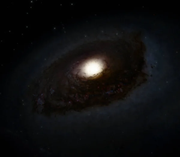 Black eye galaxy with stars 3d illustration, deep space background, stars and galaxy wallpaper
