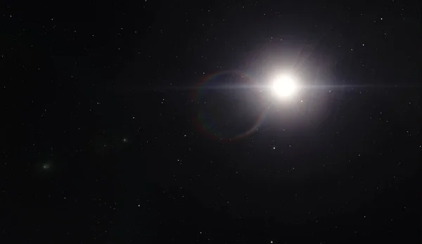 Ήλιος Και Αστέρια Όπως Φαίνονται Από Χώρο Φόντο Απεικόνιση Σύμπαν — Φωτογραφία Αρχείου