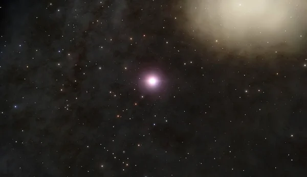 Sun, stars and nebula gas, the Universe 3d illustration background. Sun rays wallpaper