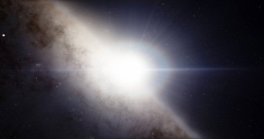 Derin uzayda yıldızlar ve nebula, özgürlük konsepti, evren 3 boyutlu illüstrasyon arka planı