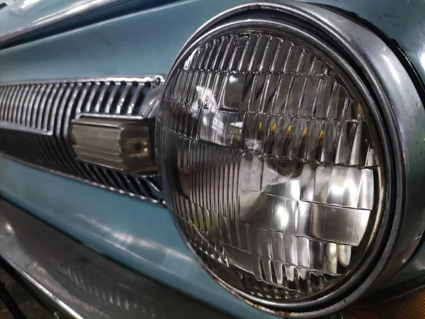 Old Retro Car Headlight Close View Photo Automobile Background — Stock Photo, Image