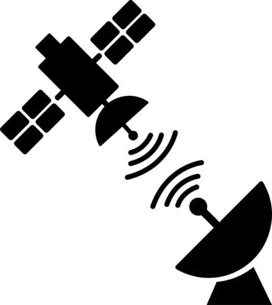 Δορυφόρος Στέλνει Δεδομένα Δορυφορικό Πιάτο Δορυφορικό Εικονίδιο Λευκό Φόντο Εικονογράφηση — Διανυσματικό Αρχείο