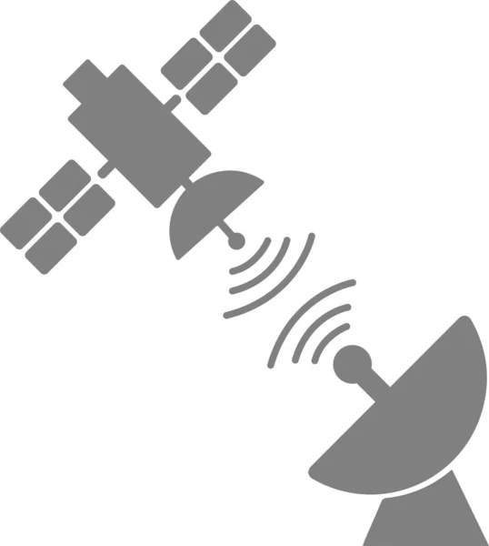 Δορυφόρος Στέλνει Δεδομένα Δορυφορικό Πιάτο Δορυφορικό Εικονίδιο Λευκό Φόντο Εικονογράφηση — Διανυσματικό Αρχείο