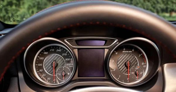 Sport Car Speedometer Sensors Control Panel Background Modern Car Elements — Stock Photo, Image