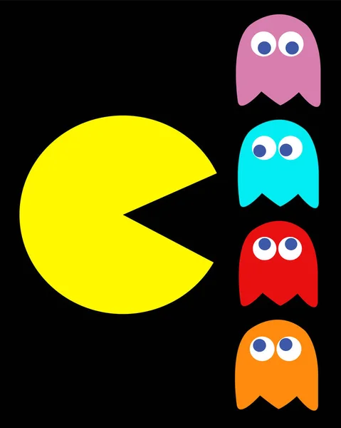 Pac Man Своими Врагами Винтажная Игра — стоковое фото