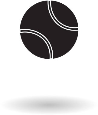 Beyaz arkaplan vektör illüstrasyonu üzerinde tenis topu piktogramı. Tenis topu siluet logosu, çizgi çizme klipsi