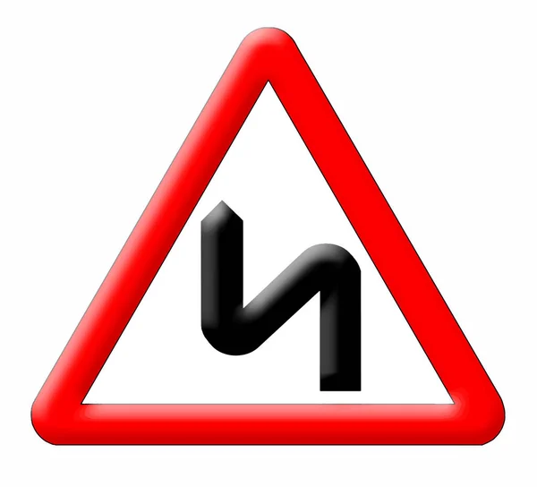 Bend Road Traffic Sign Vector Example Traffic Sign Icon — 스톡 벡터