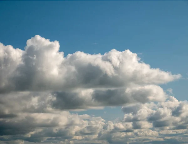 Biały Szary Cumulus Chmury Tło Nad Błękitnym Letnim Tle Nieba — Zdjęcie stockowe