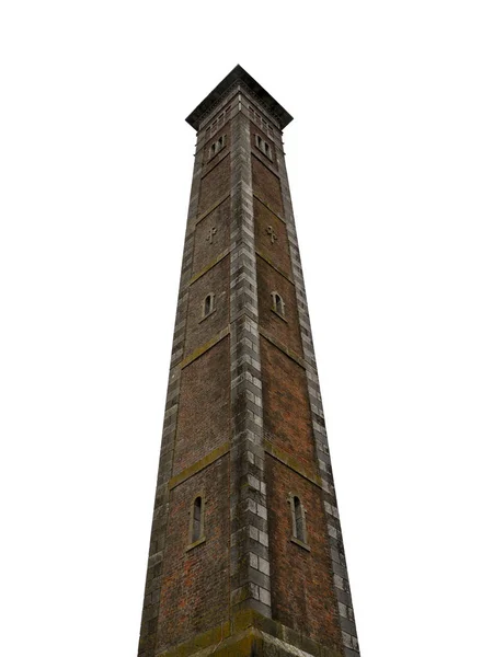 Hochgemauerte Turmkonstruktion Vor Weißem Hintergrund — Stockfoto