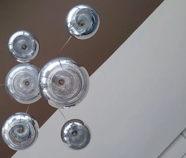 Fond Lustre Moderne Lampes Rondes Dessus Plafond — Photo