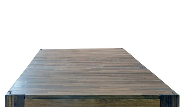 木制桌面 餐桌表面隔离在白色背景照片之上 天然木家具近景 — 图库照片