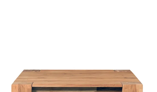 Wooden Table Top Surface Isolated White Background Solid Wood Furniture — Fotografia de Stock